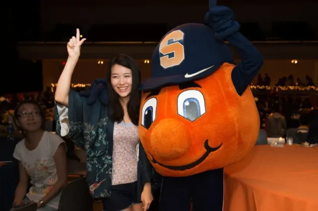 Syracuse mascot with student