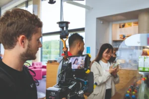 Hands-on learning for film students at Bangor University with professional equipment