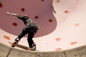 Student enjoying skateboarding activity near Bangor University