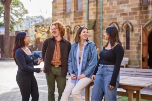 UNDA Students Outside Sitting