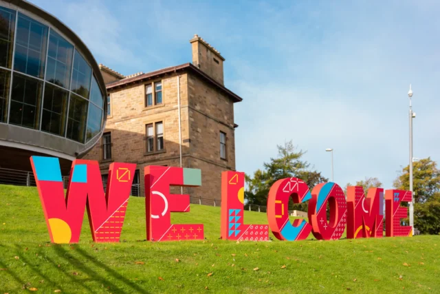 Welcome sign at ENU campus