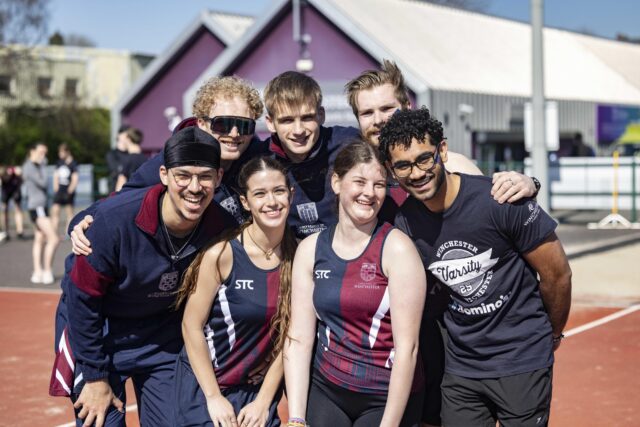 University of Winchester sports team smiling at camera