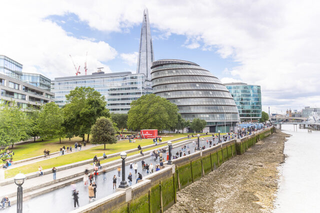 View along the Thames of The Shard
