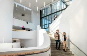 Bangor Uni Students On Pontio Stairs