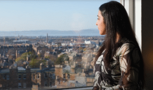 Student looking at the campus views