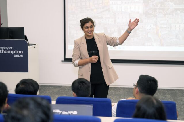 Lecturer talking to class