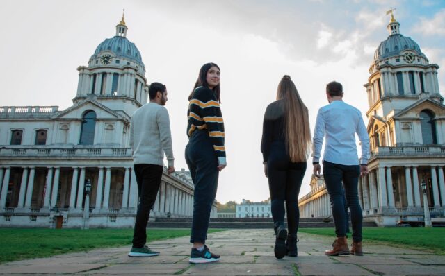 4 students walking at UGIC