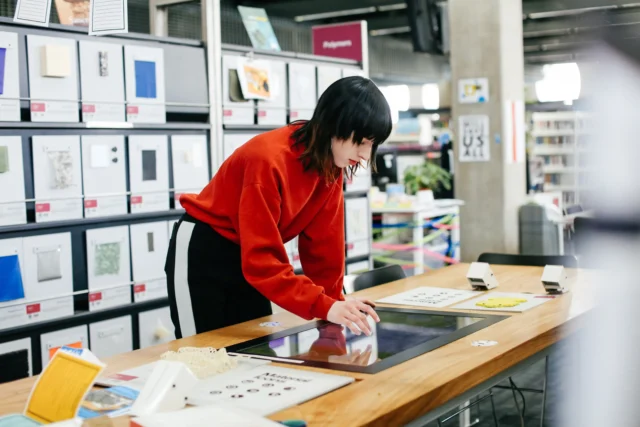 Student in Materials Library