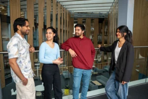 Students Chatting in the University Building