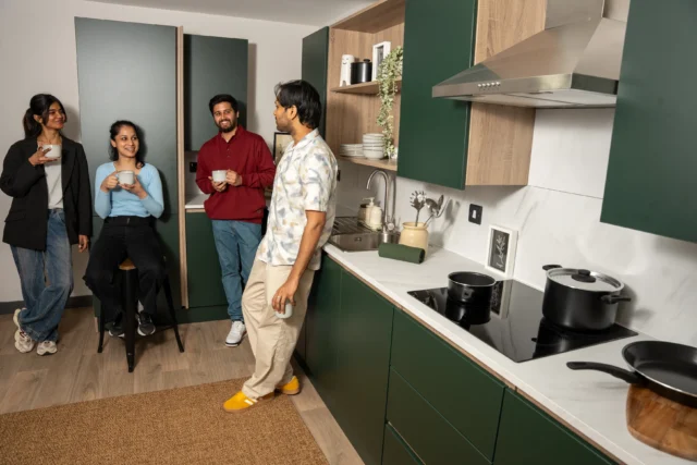 International Students in Accommodation Kitchen